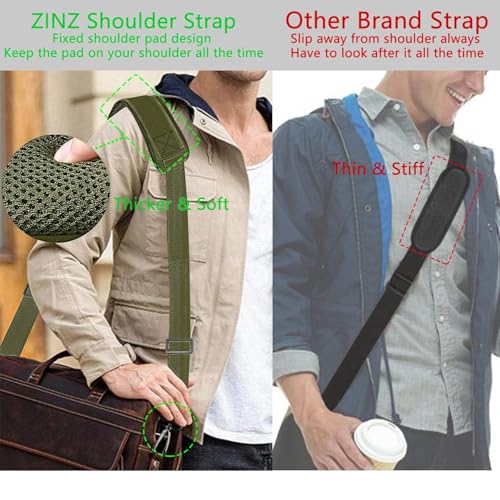 Image of ZINZ 79 inch Shoulder Strap, Extra-thick Fixed Cushion Pad and Dual Clasps Universal Replacement Strap with Metal Swivel Hooks for Laptop Bags, Luggage Bags, Camera, Crossbody(Army Green)