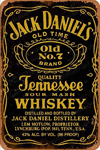 Jack Daniels Whiskey poster Carteles de chapa vintage Cartel de chapa Retro Letrero de metal Placa Arte Decoración de pared 8 × 12 Pulgadas