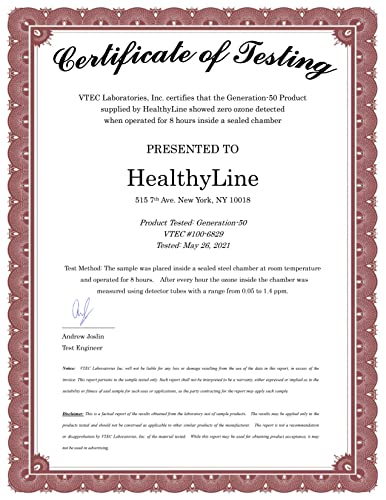 Healthyline Generation 50 Negative Ion Generator - Small Personal Air Ionizer With Highest (50 Million Negative Ions / Cc) Output - Ozone Free, Filterless Mobile Travel Purifier - Rechargeable #TOP4