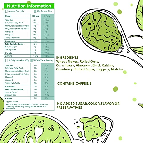 Image of UNIFIT Matcha Muesli Cereal - High Protein, Crunchy Breakfast with Oats, Cranberries & Almonds | Healthy, Instant & Ready to Eat | 500g of Antioxidant-Rich Goodness!