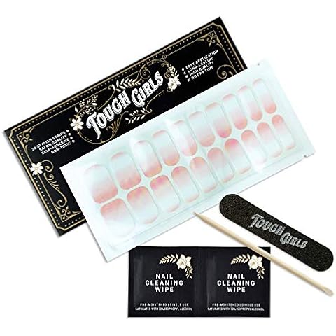 TOUGH GIRLS | 20 Exquisite Gel Nail Polish Strips w/Application Accessories - No UV/LED Lamp Required (Pink Fade) Cover