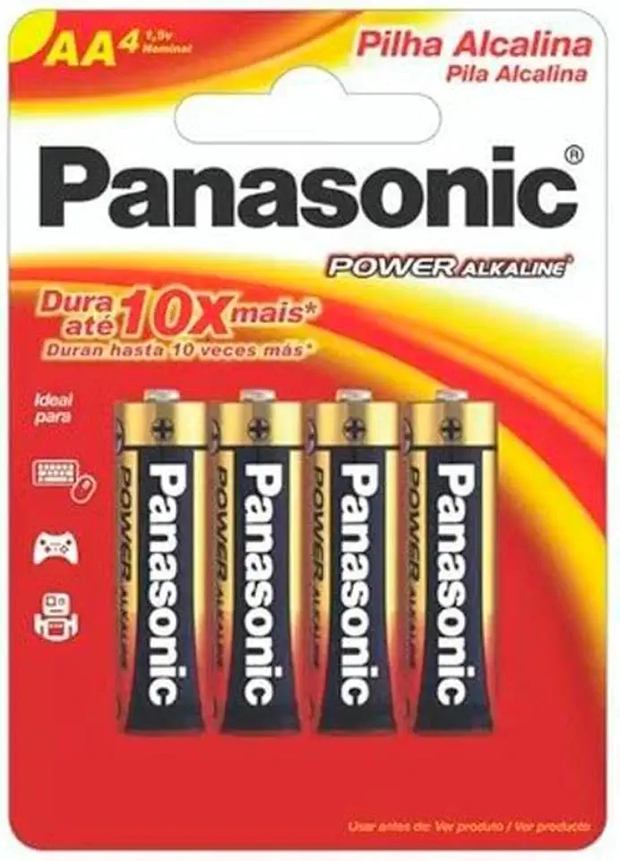 Panasonic Pilha Alcalina Pequena Aa Com 4 Lr6Xab/4B192 Pacote De 4