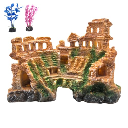 Image of M2cbridge Aquarium Decor Antique Roman Column Ruin European Castle | Rome Colosseum, Underwater Landscape