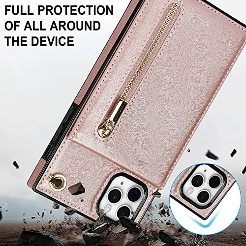 XYX Capa carteira com zíper para iPhone 11 Pro Max, alça transversal de couro PU capa de telefone fe