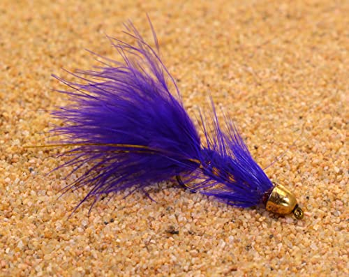 Weighted Cone Head Woolly Bugger Purple Streamer Fly w/Gold Flash Tied on Mustad Signature Hooks - 12 Flies (Assortment)