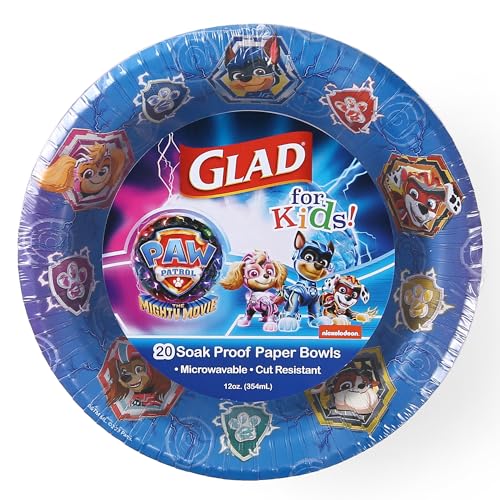 Glad for Kids Paw Patrol Disposable Paper Bowls, Shields, 12 Oz, 20 Count - image 1