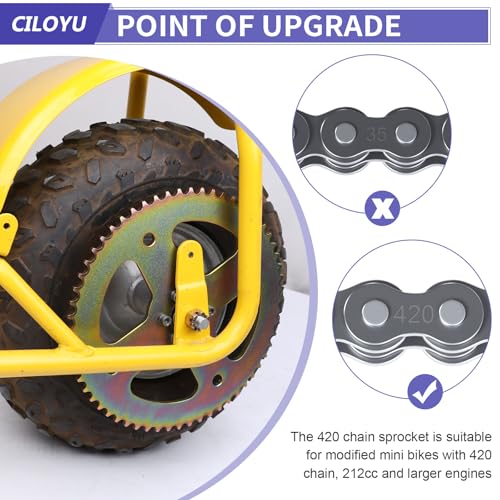 Image of High Torque 60T Sprocket #40 41 420 Chain 37mm Bore Compatible with Coleman CT100U CC100X Baja Doodle Bug DB30 Motovox MBX10 Mini Bike RB100 Monster Mega Moto MMB80 MMB105 Predator 212cc Parts