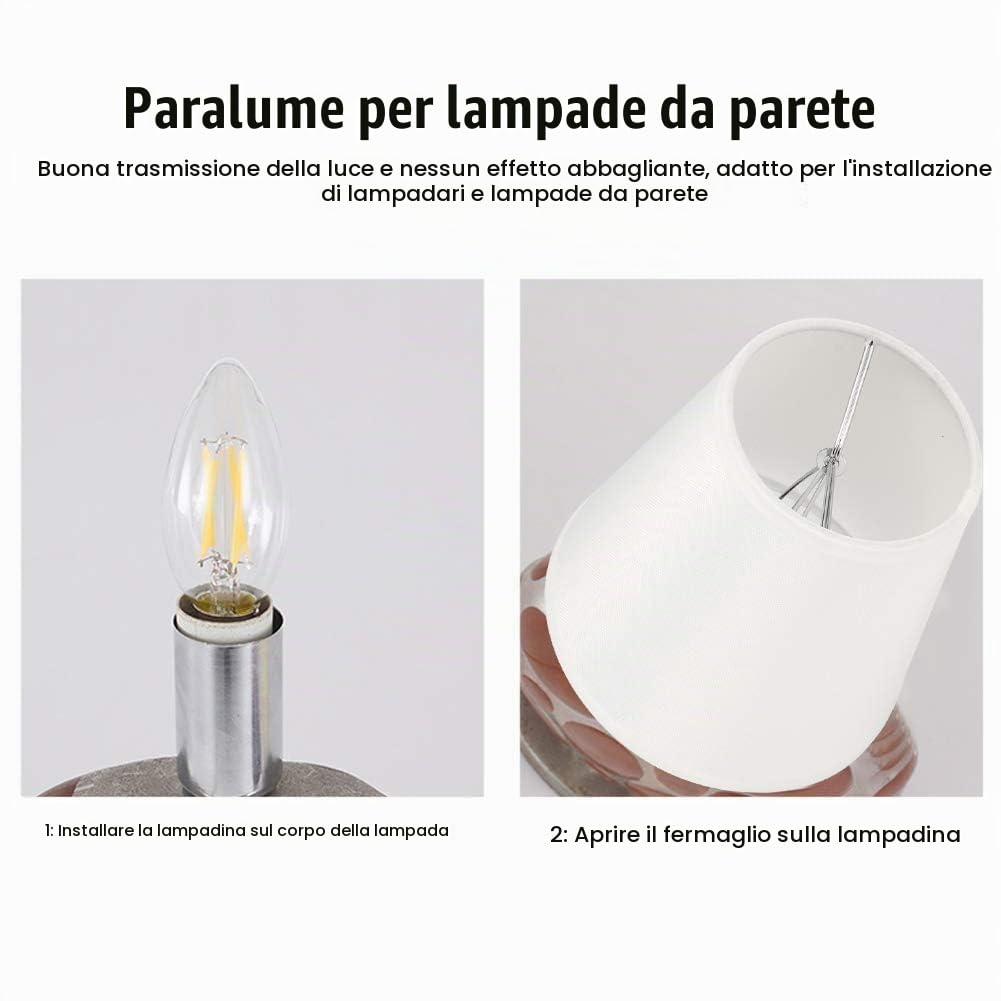 HERCHR set di 6 paralumi a clip per lampade e lampadari classico, Ricambio paralume in tessuto, Piccolo Paralumi realizzato a mano, Paralume Moderno bianco per Lampadario, 3,5 X 5,2 X 5,5 Pollici