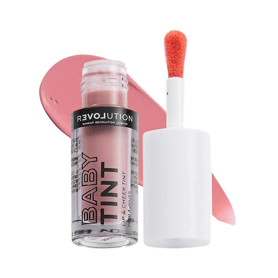 Relove by Revolution Baby Tint Lip & Cheek Tint- Rose Brown Pink | 2-in-1 Lightweight Blush & Lip Color | Long-Lasting, Dewy Finish | Buildable Pigment for Natural Glow | Travel-Friendly Makeup Essential