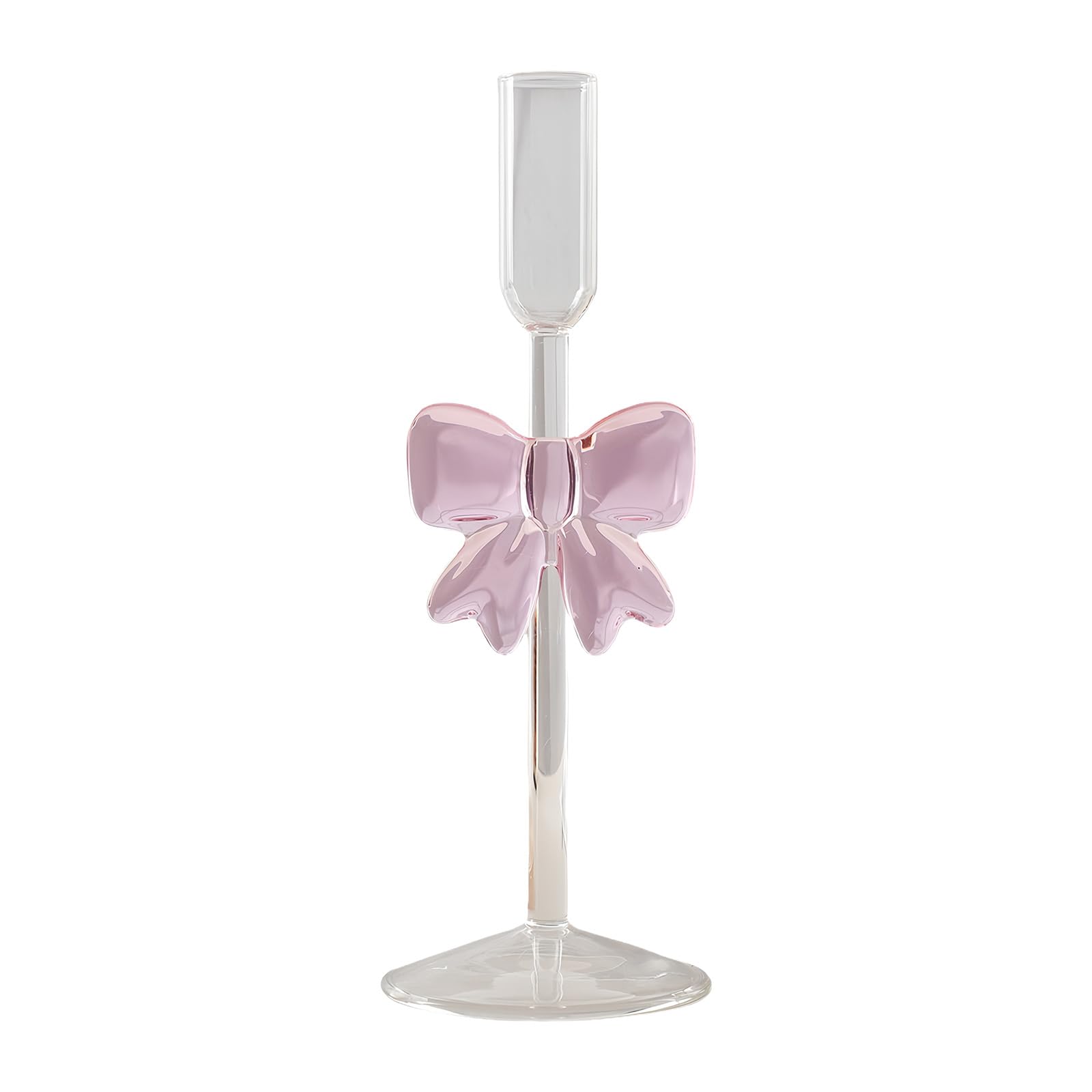 Xinsheinelry Bowknot Glass Taper Holders Candlestick Stand Decors Table Centerpieces for Christmas Event Parties Wedding Bowknot Holders Borosilicate