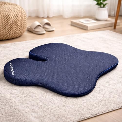 Image of HOMBOX Car Wedge Seat Cushion | Orthpedic PU Foam Cushion with Coccyx Tailbone Cutout | Relieves Hip Pain & Tailbone Pain, Lower Back Pain I Car Seat Cushion I Black