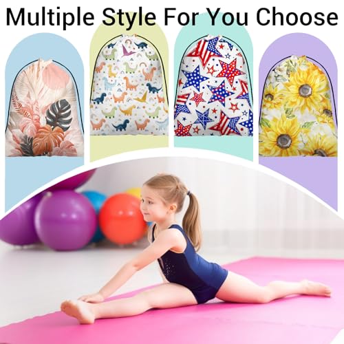 Image of Cartoon Dinosaur Gymnastics Drawstring Bags Lightweight Gymnasts Grip Bag Storage Pouch