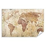 Postereck - 0671 - Vintage Weltkarte, Kontinente Alt Rustikal Retro - Unterricht Klassenzimmer Schule Wandposter Fotoposter Bilder Wandbild Wandbilder - Poster - DIN A3 - 29,7 cm x 42,0 cm