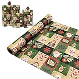 Papier Cadeau Noel,43cm X 15m Papier Cadeau Rouleau Christmas, Recyclable Emballage Cadeau...