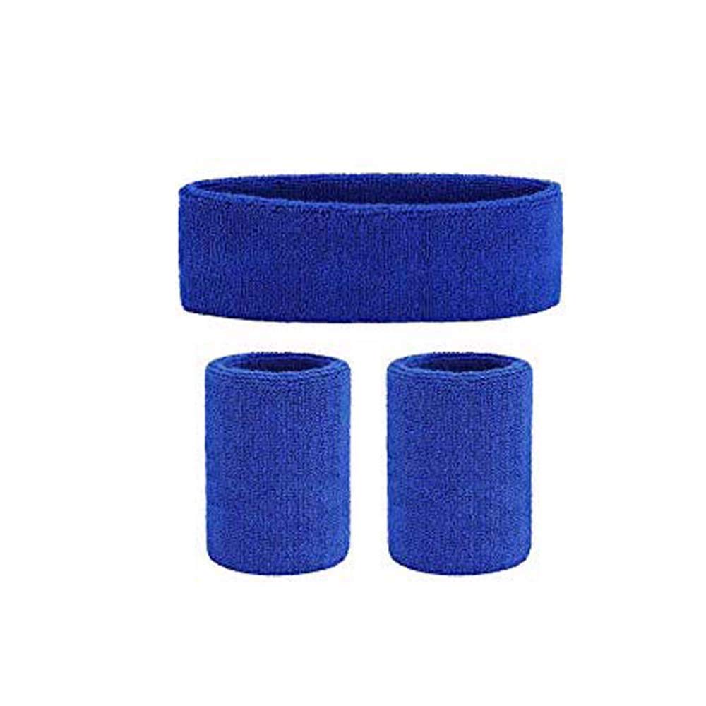 Style Along Blue Outdoor Fitness Sports Sweatband Headband Yoga Gym Unisex Head Band and Wrist Band- Pack of 3-picture-35