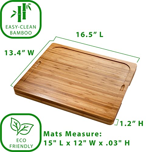 Seville Classics Bamboo Premium Wood Cutting Board Serving Tray W/ 7 Color-Coded Bpa-Free Mats, For Chopping Bread, Cheese, Fruits, Vegetables, Meats, Charcuterie (Patented), Bamboo (New Model) #TOP1
