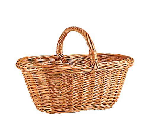 AUBRY GASPARD - Panier en Osier Ovale - Coloris Caramel - Longueur 42 cm x Largeur 28 cm x Hauteur 17 à 29 cm - Anse Renforcée - Fabrication Artisanale - Idéal pour Rangement Intérieur ou Décoration