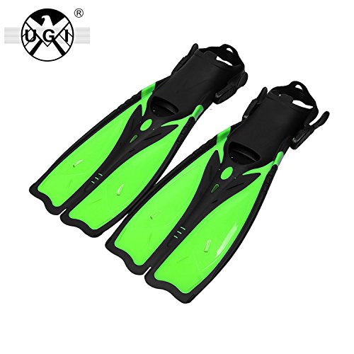 UGI Adultos buceando Aletas largas Nadando Las Aletas de Buceo con Talón Abierto (Verde M)