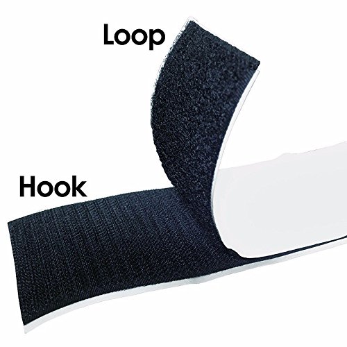 Hook-Type Reclosable Fastener with Acrylic Adhesive, Black, 1/2