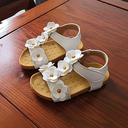 Komfyea Toddler 11 Girl's White Open Toe Strap Sandals Flower Princess Beach Sandals #TOP6