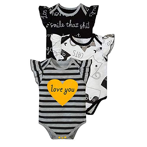Xiaodriceee Newborn Baby Boy Girl 3-Pack Romper Cotton Short Sleeve Bodysuit Jumpsuit Summer Clothes Outfit (9-12 Months,Type E)