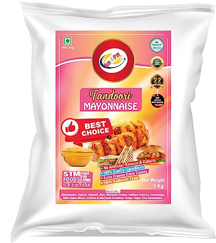 Image of Am 2 Pm - Tandoori Mayonnaise 1kg Multipurpose Creamy Sauce For Burgers, Sandwiches Salad Dressing, Fresh Veg Non Veg Fried Snack Wraps & Rolls Hot Dog Momos