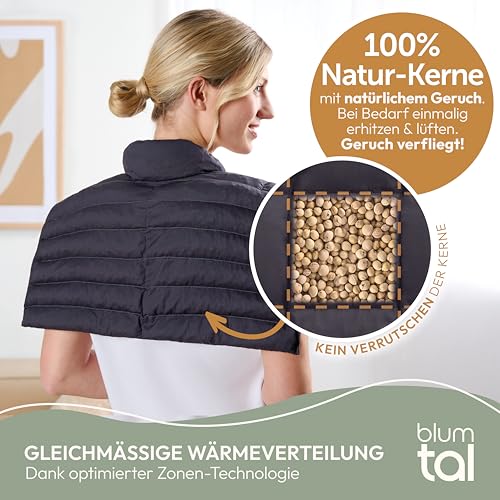 Blumtal Kirschkernkissen - Körnerkissen mit 100% Kirschkern-Füllung - Körnerkissen Mikrowelle mit OEKO-TEX zertifiziertem 100% Baumwoll-Bezug - Kissen Nacken - Wärmekissen Nacken Schulter - Anthrazit