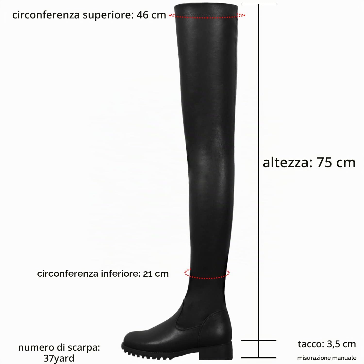 Stivali Alti alla Coscia da Donna, Stivali Lunghi sopra Il Ginocchio in Pelle Scamosciata Elasticizzata da Donna,Black (No Velvet),46 EU