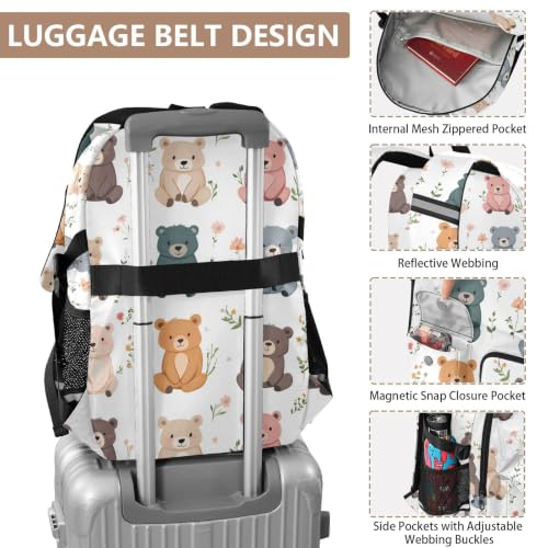 Mochila de computadora grande de 17.5" con dibujo de oso y refuerzo lumbar escolar 4