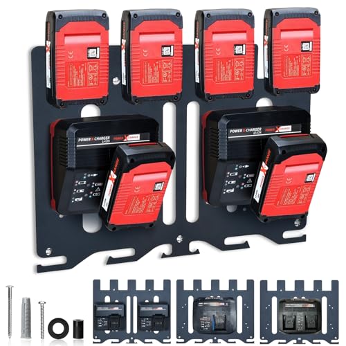TOPOWN 3in1 Pro Wandhalterung für Einhell Ladegeräte und 18V Akku für Power X-Change Charger Twincharger Fastcharger Boostcharger