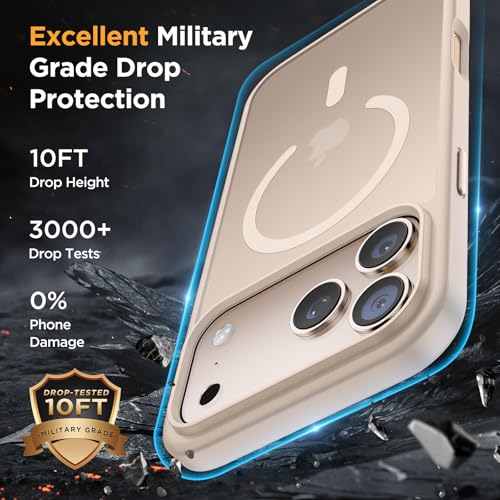 Image of Miracase for iPhone 17 Pro Max Case with Screen Protector [Compatible with MagSafe] Slim Thin Phone Case Military-Grade Protected for 17 ProMax Cover Bumper 6.9 inch, Khaki Gold