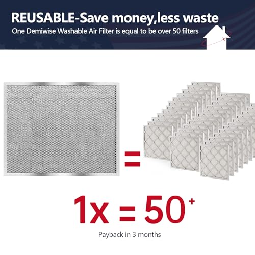 Image of Reusable Washable Aluminum Air Filter, MERV 8, Rectangular, Heavy-duty, Compatible with Air Conditioner, Furnace, HVAC, Lasts a Lifetime, Easy to Clean (Actual Size: 19.75x24.65x0.82)