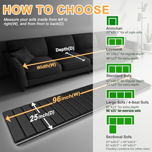 image for LAVEVE Heavy Duty Couch Cushion Support for Sagging Seat 25''x96'', Th
