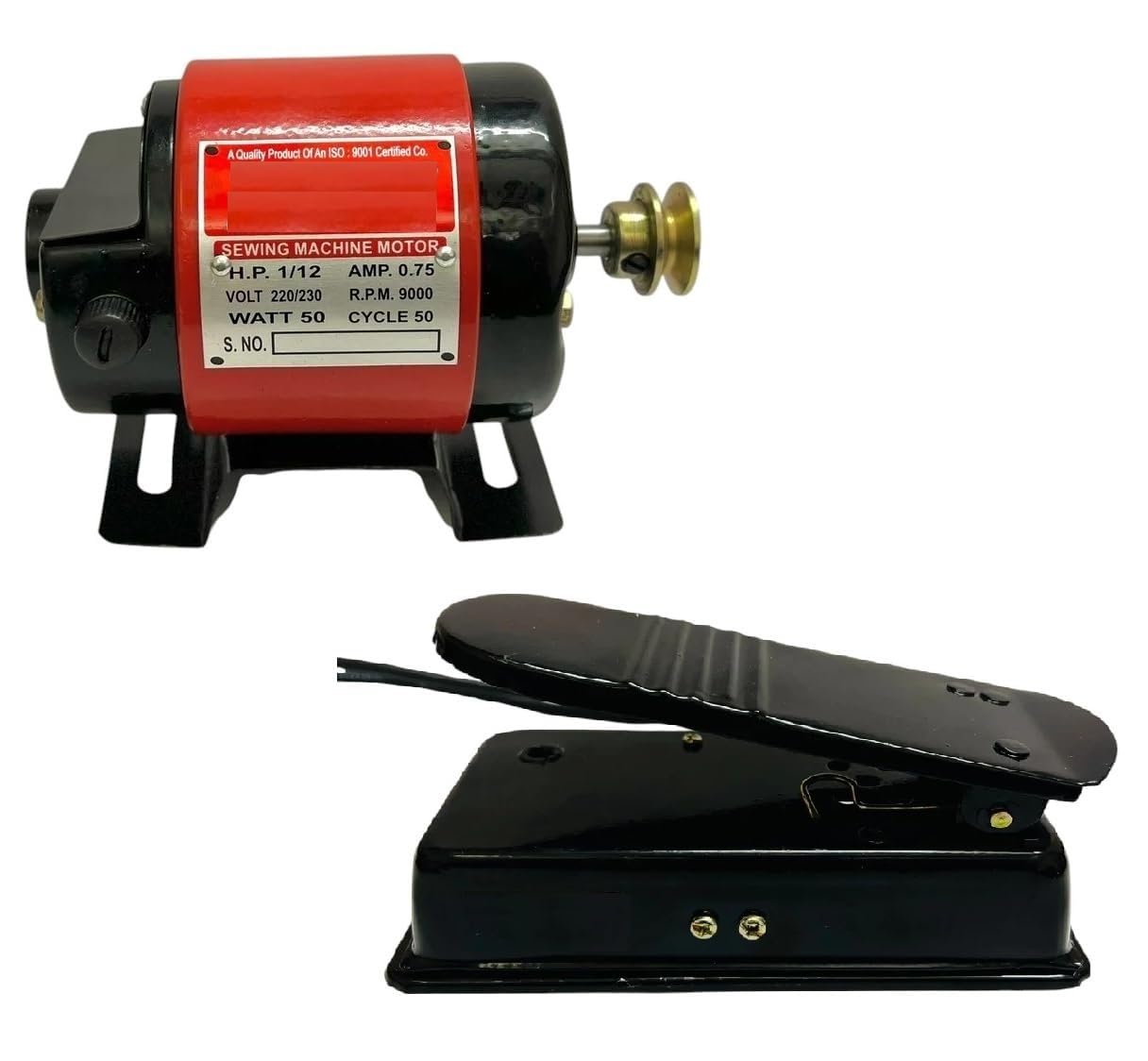 Bhavya Enterprises Sewing Machine Motor 1/12 HP with Foot Pedal Speed Controller | 220V Electric Motor for Domestic Stitching Machines | 9000 RPM High-Speed Heavy Duty Motor (Black & Red)-image-27
