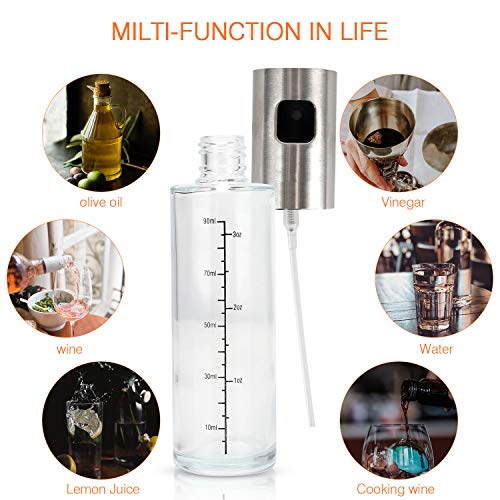 Ruolan Olive Oil Sprayer Mister Oil Sprayer for Cooking，Food-Grade Glass Oil Spray Transparent Vinegar Bottle Oil Dispenser for Kitchen BBQ, Grilling and Roasting - Thumbnail 6