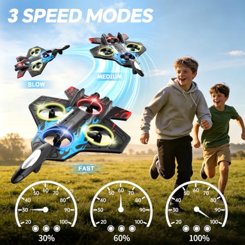 Image of 4DRC Foam RC Planes Remote Control Airplanes for Kids Adults, 3 Batteries, RC Airplane Fighter Jet with Light, 360 Flip Fighter Jet Toys, Stunt Roll, Airplane Toy Gifts for Kids Boys
