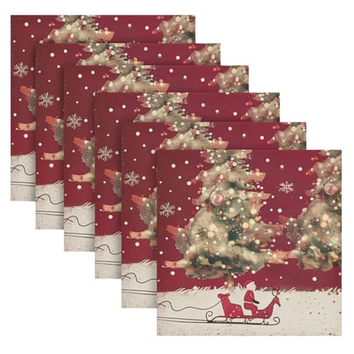 Servilletas de tela navideñas set de 6 multicolor 20x20 pulg miniatura 2