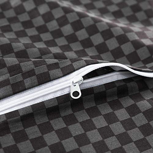 Susybao Grey Gingham Checkered Duvet Cover Queen 100% Egyptian Cotton Gray Plaid Duvet Cover Set 3 Pcs 1 Geometric Grid Duvet Cover With Zipper Ties 2 Pillowcases Luxury Soft Gingham Bedding Set Comfy #TOP3