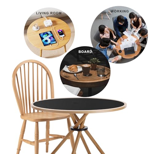 CENNBIE 23.6 Inches Round Table Mat - Cork Leather Table Pad (Black) by CENNBIE - Used condition - Image 4