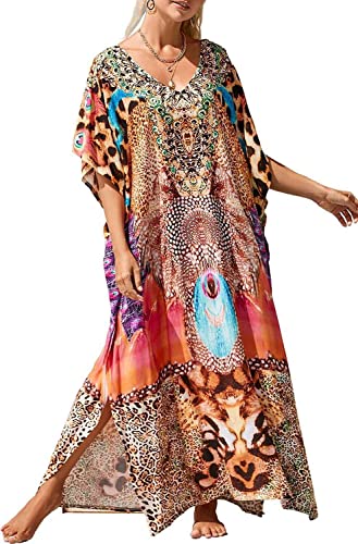 Orshoy Damen Strandkleid Kaftan Bathing Suit Cover Up Kaftan Kleid Lang...