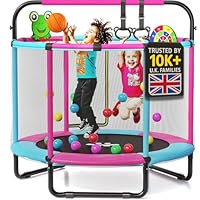 Happin® 55\u201D Toddler Trampoline, Indoor & Outdoor, Ages 1-6, 5FT Kids, Ultra Safe Rebounder Trampoline for Kids with Safety Enclosure Net, for Toddler Boys & Girls