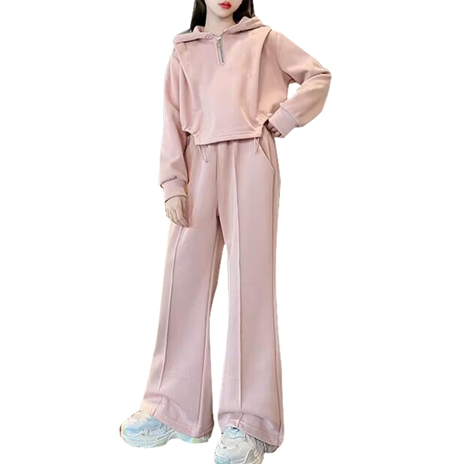 Tuta da ragazza Set di tuta per bambini a maniche lunghe con cappuccio felpa con cappuccio pantaloni della tuta 2 pezzi abiti scuola sport felpe con cappuccio set joggers tute