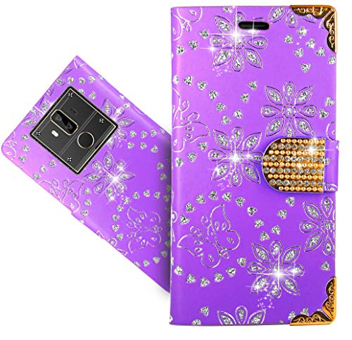 Oukitel K7 Pro Case, CaseExpert Bling Diamond Flowers Leather Kickstand Flip Wallet Bag Case Cover for Oukitel K7 Pro