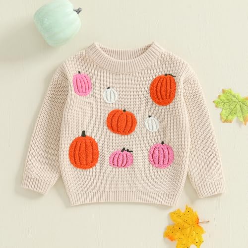 Toddler Baby Boy Girl Halloween Outfit Pumpkin Ghost Embroidery Knit Sweater Sweatshirt Infant Fall Winter Clothes4