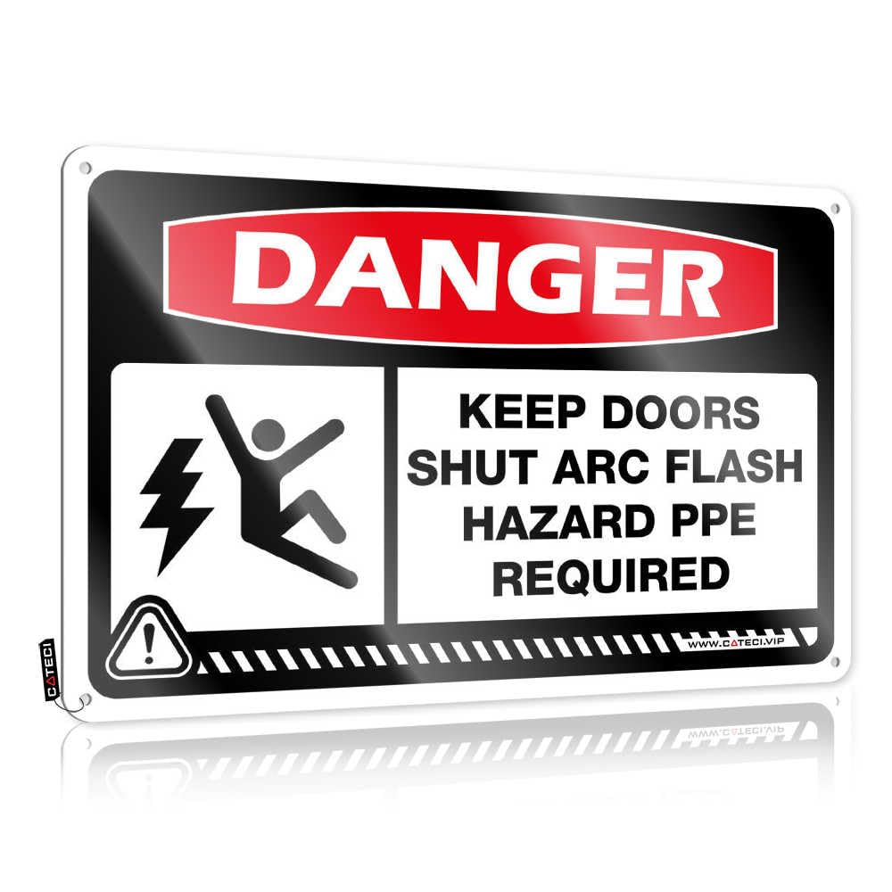 Danger Keep Doors Shut Arc Flash Hazard Ppe Required Soft Bath Indie - Holiday Metal Wall Decoration Wall Art Decoration(30X40CM)