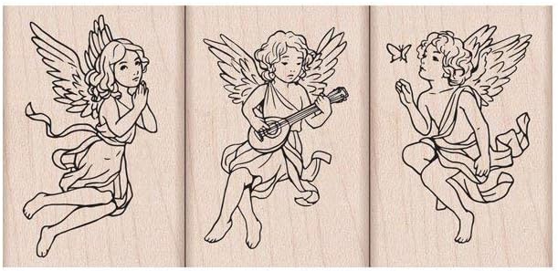 Hero Arts LP460 Wood Stamps, Angel Trio