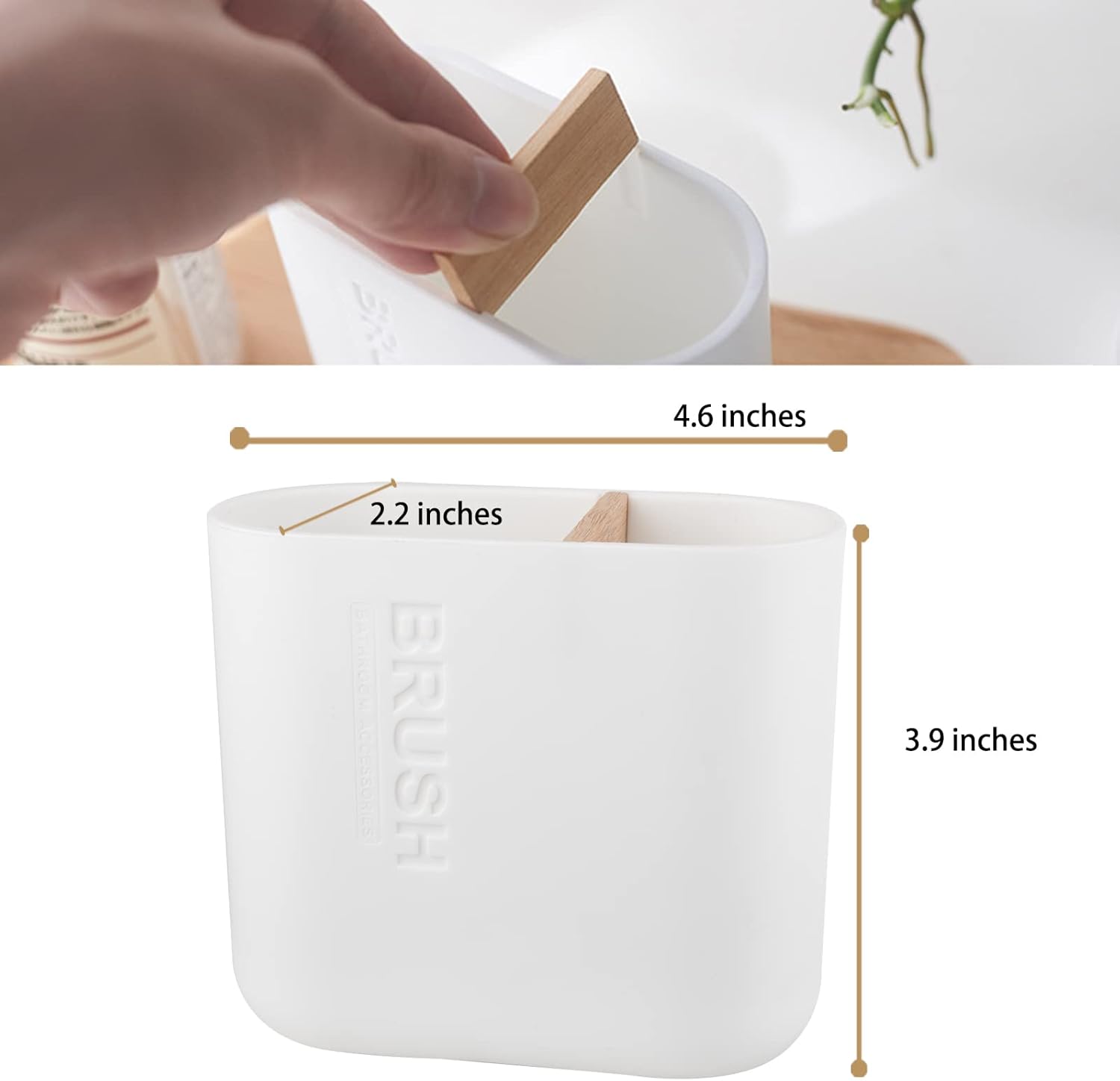 Toothbrush Holders Bamboo Electric Toothbrush Holder Bathroom Storage Organizer Countertop for Toothpaste, Floss, Razor, White : Home & Kitchen