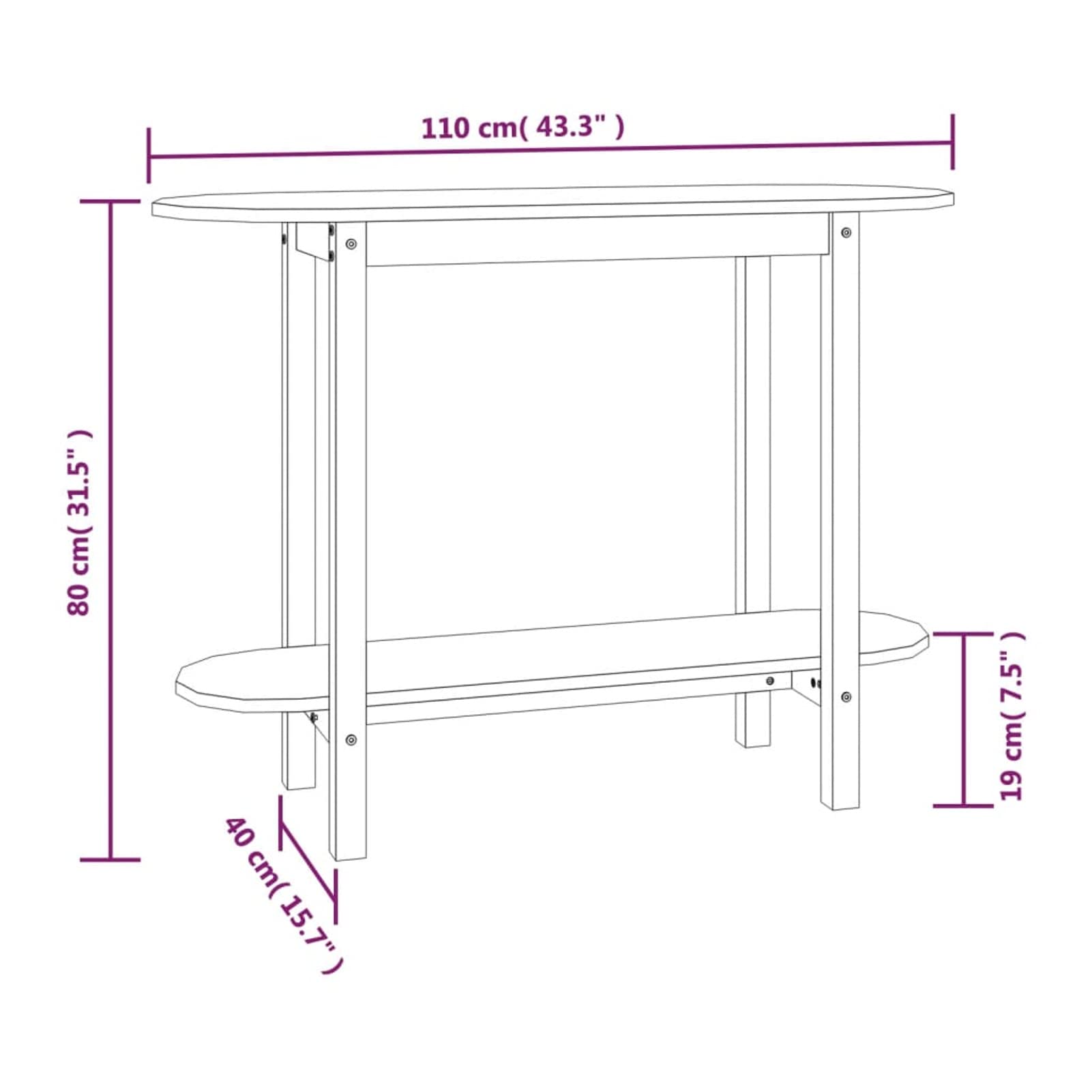 Homgoday Table console en bois massif de pin gris 110 x 40 x 80 cm, table console auxiliaire, étagère d'entrée, rangement, entrée, couloir, salon, chambre, tables basses, meubles