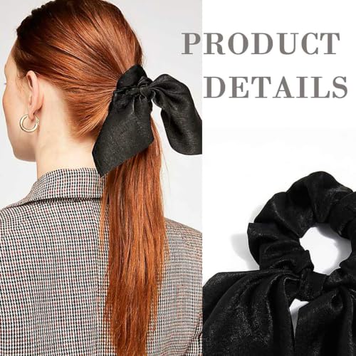 Image of 12 PCS Bow Hair Scrunchies Bunny Ears Silk Scrunchies Hair Ties Bobbles Elastic Hair Ties Ropes Ponytail Holder Hair Accessories for Women