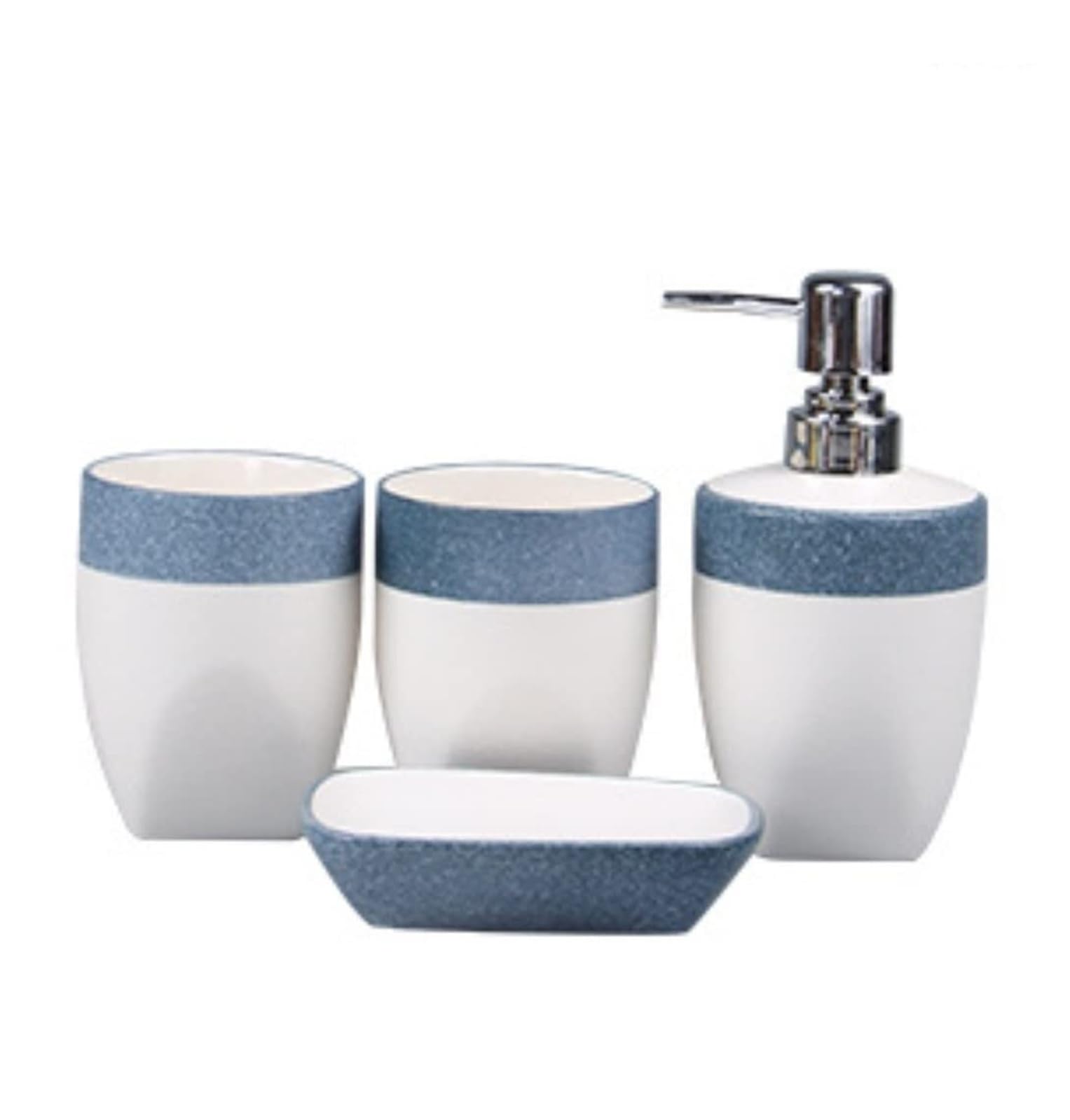 Set da bagno Accessori 4 pezzi dispenser di sapone o lozione pompa piatto in ceramica for la casa for decorazione Arredamento in stile costiero